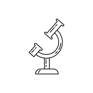 mikroskop, araçlar ve çatallar, beyaz arkaplanda tıbbi çizgi simgesi