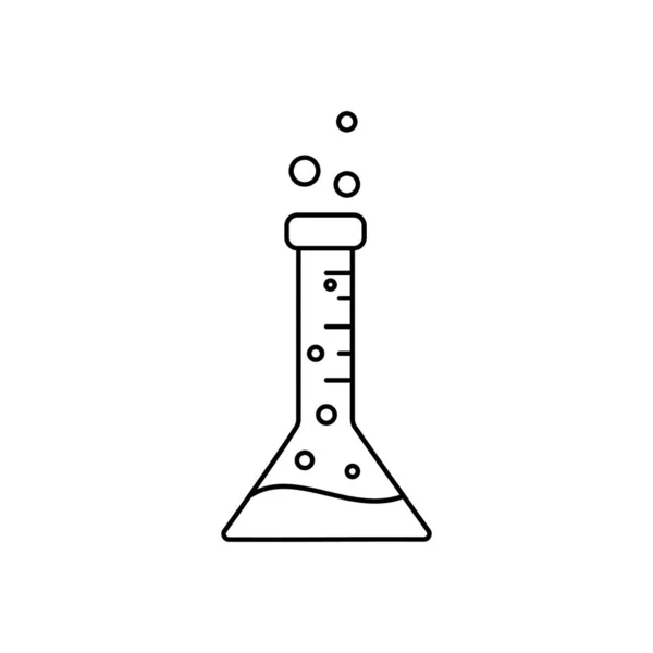 Kolben, Reagenzglas, Chemielinien-Symbol auf weißem Hintergrund — Stockvektor