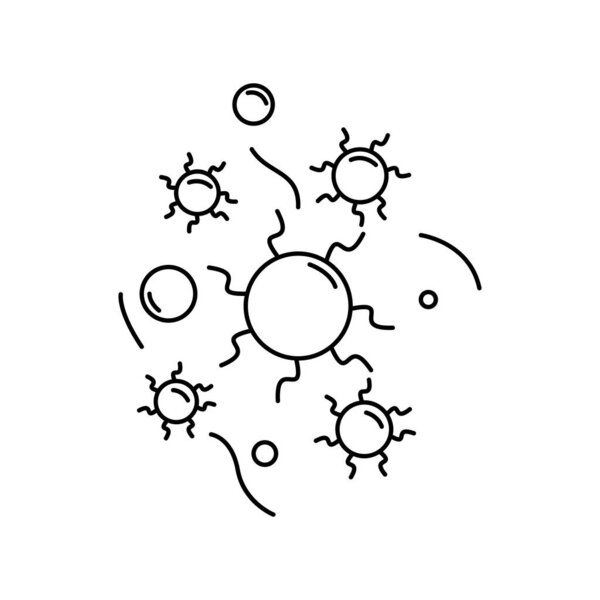 бактерии, образование, иконка линии биологии на белом фоне
