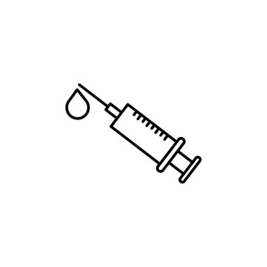 İğne, kan bağışı ikonu. İşaretler ve semboller beyaz arkaplanda ağ, logo, mobil uygulama, UI, UX için kullanılabilir