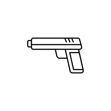 Silah, cinsel taciz çizgisi ikonu. İşaretler ve semboller beyaz arkaplanda ağ, logo, mobil uygulama, UI, UX için kullanılabilir