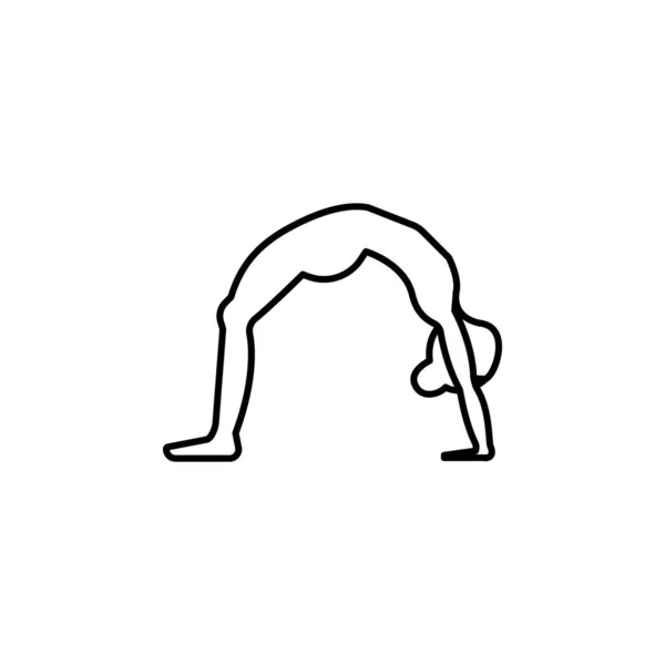 Pose Rueda Icono Ilustración Línea Yoga Sobre Fondo Blanco Los — Vector de stock