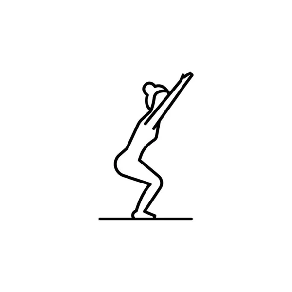 Pose Silla Yoga Línea Pose Icono Ilustración Sobre Fondo Blanco — Vector de stock