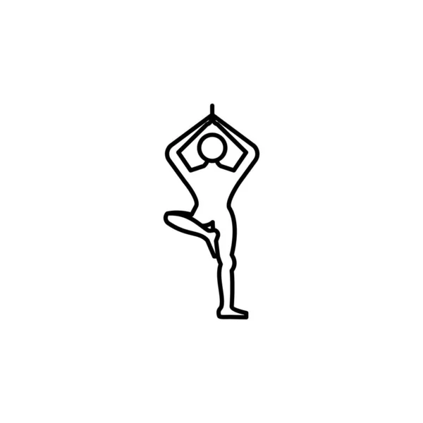 Vrikshana Baum Pose Linie Illustration Symbol Auf Weißem Hintergrund Zeichen — Stockvektor