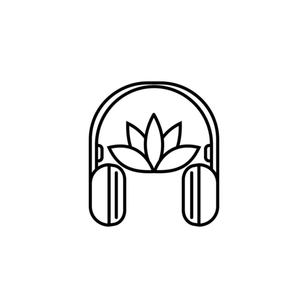 Sluchátka Meditační Linka Ilustrace Ikona Bílém Pozadí Značky Symboly Lze — Stockový vektor