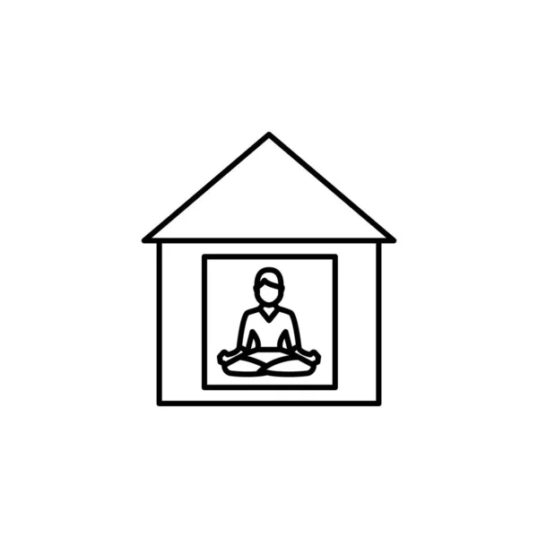 Maison Ligne Yoga Icône Illustration Sur Fond Blanc Signes Symboles — Image vectorielle