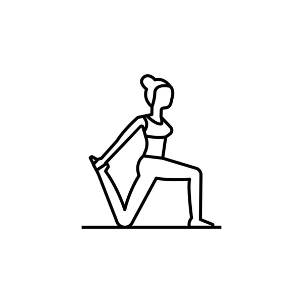 Chica Línea Yoga Icono Ilustración Sobre Fondo Blanco Los Signos — Vector de stock