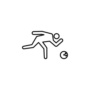 Oyuncu, bowling salonu ikonu. İşaretler ve semboller beyaz arkaplanda ağ, logo, mobil uygulama, UI, UX için kullanılabilir