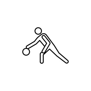 Oyuncu, bowling salonu ikonu. İşaretler ve semboller beyaz arkaplanda ağ, logo, mobil uygulama, UI, UX için kullanılabilir