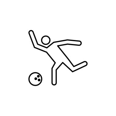 Bowling, oyuncu çizgisi ikonu. İşaretler ve semboller beyaz arkaplanda ağ, logo, mobil uygulama, UI, UX için kullanılabilir