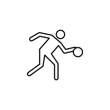 Bowling, oyuncu çizgisi ikonu. İşaretler ve semboller beyaz arkaplanda ağ, logo, mobil uygulama, UI, UX için kullanılabilir