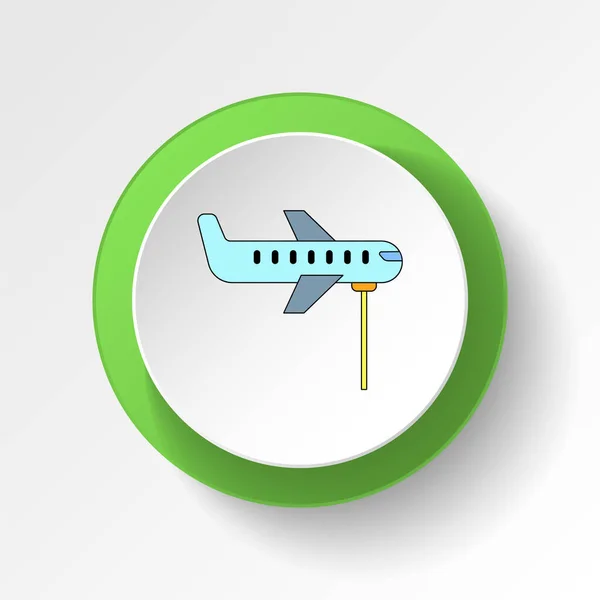 漫画の飛行機のおもちゃの色のボタンのアイコン 白い背景にWeb モバイルアプリ Uxなどの記号や記号を使用できます — ストックベクタ