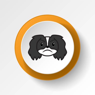 Pekin lehçesi, emoji, kızgın çok renkli düğme simgesi. İşaretler ve semboller beyaz arkaplanda web, logo, mobil uygulama, UI, UX için kullanılabilir