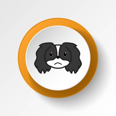 Pekin lehçesi, emoji, mutsuz renkli düğme simgesi. İşaretler ve semboller beyaz arkaplanda web, logo, mobil uygulama, UI, UX için kullanılabilir