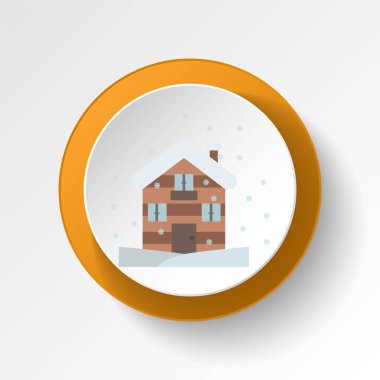 Kulübe kış kar rengi ikonu. Kış Harikalar Diyarı 'nın elementleri. Çok renkli ikonlar. Beyaz arkaplanda kaliteli grafik tasarım simgesi