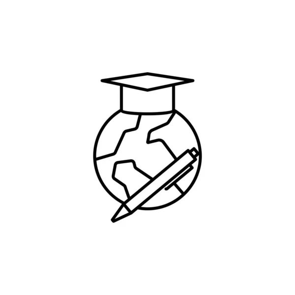 Küresel Eğitim Çizgisi Simgesi Şaretler Semboller Beyaz Arkaplanda Logo Mobil — Stok Vektör