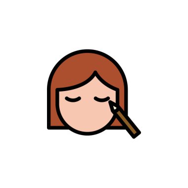 Makyaj, kadın taslak ikonu. Güzellik ve Kozmetik ikonu elementleri. İşaretler ve semboller beyaz arkaplanda ağ, logo, mobil uygulama, UI, UX için kullanılabilir