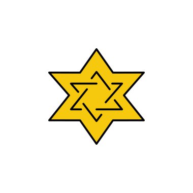 David 'in yıldızı, ölüm çizgisi ikonu. Ayrıntılı ölüm illüstrasyon simgeleri seti. Beyaz arkaplanda ağ, logo, mobil uygulama, UI, UX için kullanılabilir