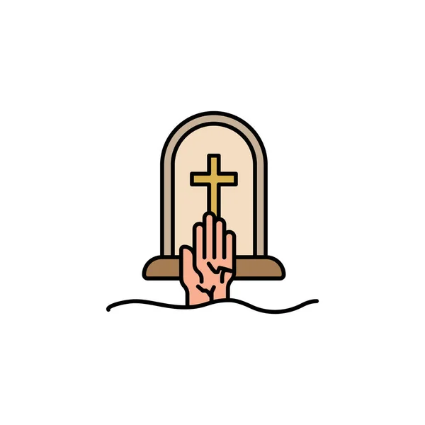 Cemitério Mão Ícone Contorno Morte Conjunto Detalhado Ícones Ilustrações Morte —  Vetores de Stock