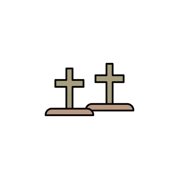 Tumbas Icono Del Esquema Muerte Conjunto Detallado Iconos Ilustraciones Muerte — Vector de stock