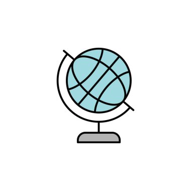 Toprak küresi, coğrafya ikonu. Eğitim illüstrasyonu. İşaretler ve semboller beyaz arka planda ağ, logo, mobil uygulama, UI, UX için kullanılabilir