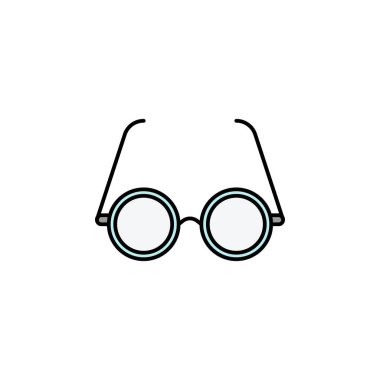 Gözlük, optik ikon. Eğitim illüstrasyonu. İşaretler ve semboller beyaz arka planda ağ, logo, mobil uygulama, UI, UX için kullanılabilir