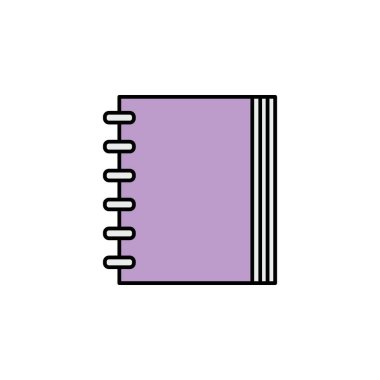 Not defteri, ajanda, adres defteri simgesi. Eğitim illüstrasyonu. İşaretler ve semboller beyaz arka planda ağ, logo, mobil uygulama, UI, UX için kullanılabilir