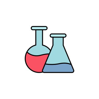 Kimya, matara ikonu. Eğitim illüstrasyonu. İşaretler ve semboller beyaz arka planda ağ, logo, mobil uygulama, UI, UX için kullanılabilir