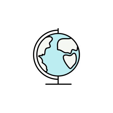 Dünya, dünya, coğrafya ikonu. Eğitim illüstrasyonu. İşaretler ve semboller beyaz arka planda ağ, logo, mobil uygulama, UI, UX için kullanılabilir