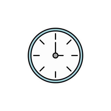 Saat, zaman simgesi. Eğitim illüstrasyonu. İşaretler ve semboller beyaz arka planda ağ, logo, mobil uygulama, UI, UX için kullanılabilir