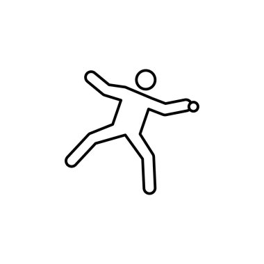 Kriket, oyuncu çizgisi ikonu. İşaretler ve semboller beyaz arkaplanda ağ, logo, mobil uygulama, UI, UX için kullanılabilir