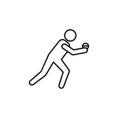 Kriket, oyuncu çizgisi ikonu. İşaretler ve semboller beyaz arkaplanda ağ, logo, mobil uygulama, UI, UX için kullanılabilir