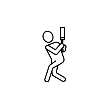 Kriket, oyuncu çizgisi ikonu. İşaretler ve semboller beyaz arkaplanda ağ, logo, mobil uygulama, UI, UX için kullanılabilir