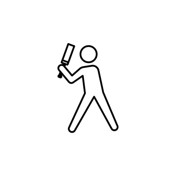 Крикет Иконка Линии Игрока Знаки Символы Могут Использованы Веб Логотип — стоковый вектор