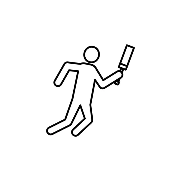 Course Cricket Icône Ligne Joueur Signes Symboles Peuvent Être Utilisés — Image vectorielle