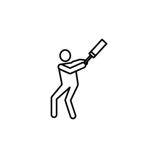 Cricket Player Line Icon Signs Symbols Can Used Web Logo — Stock Vector