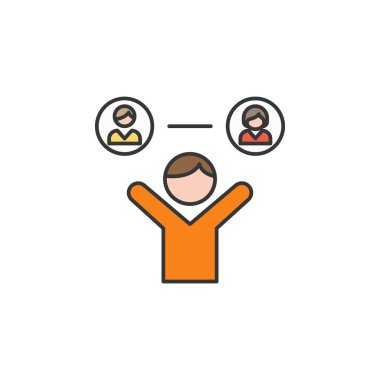 Arkadaşlar arkadaşlık taslak ikonunu seçer. Arkadaşlık çizgisi simgesi. İşaretler, semboller ve vektörler beyaz arka planda ağ, logo, mobil uygulama, UI, UX için kullanılabilir