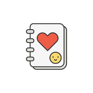 Defter kalpler arkadaşlık ana hatları ikonu. Arkadaşlık çizgisi simgesi. İşaretler, semboller ve vektörler beyaz arka planda ağ, logo, mobil uygulama, UI, UX için kullanılabilir