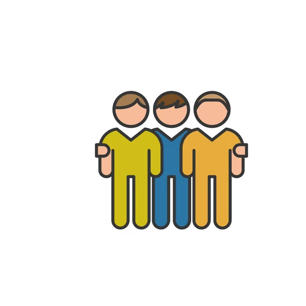 Дружба Трьох Чоловіків Окреслює Ікону Ікона Лінії Дружби Знаки Символи — стоковий вектор