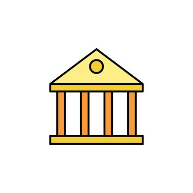 Banka, bina ikonu. Mali illüstrasyon elementi. İşaretler ve semboller beyaz arkaplanda web, logo, mobil uygulama, UI, UX için kullanılabilir