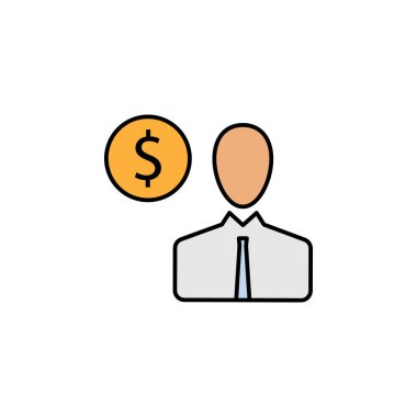 kullanıcı, adamım, dolar simgesi. Mali illüstrasyon elementi. İşaretler ve semboller beyaz arkaplanda web, logo, mobil uygulama, UI, UX için kullanılabilir