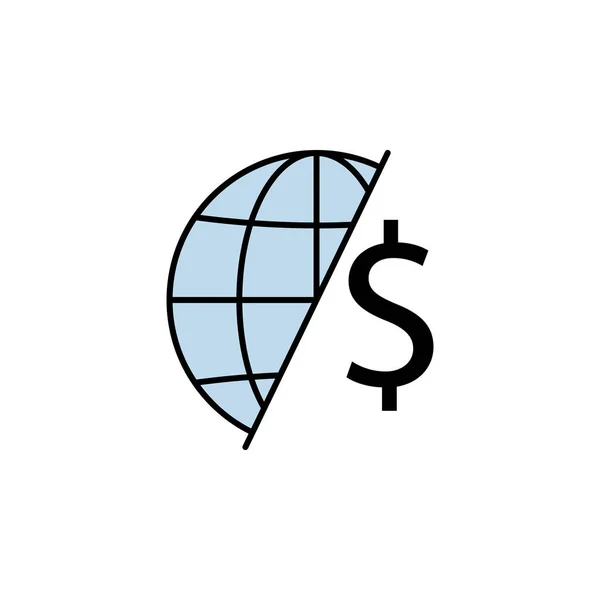 Global Mundial Icono Del Dólar Elemento Ilustración Financiera Signos Símbolos — Vector de stock