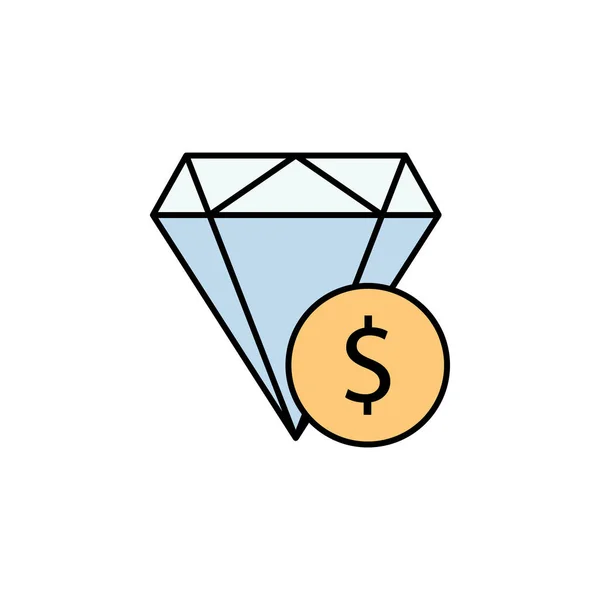 Diamant Dollaricoon Elementen Van Financiële Illustratie Tekens Symbolen Pictogram Kan — Stockvector