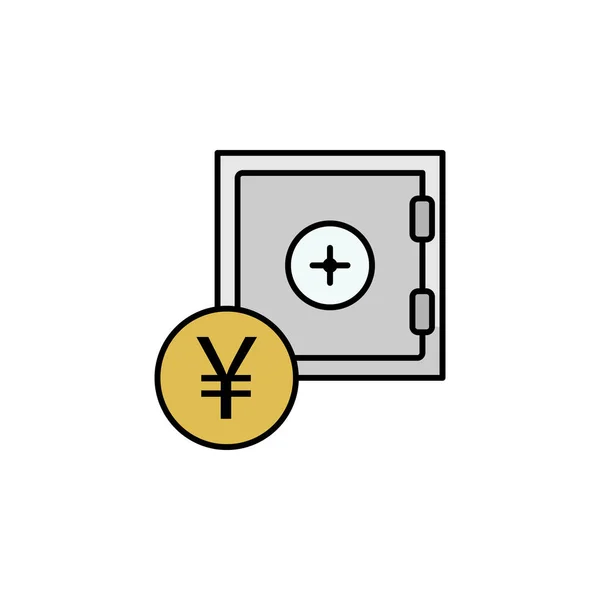 Coffre Fort Icône Yuan Élément Illustration Finance Signes Symboles Icône — Image vectorielle