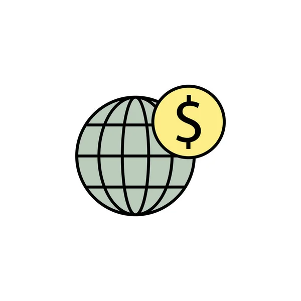 Global Mundial Icono Del Dólar Elemento Ilustración Financiera Signos Símbolos — Vector de stock