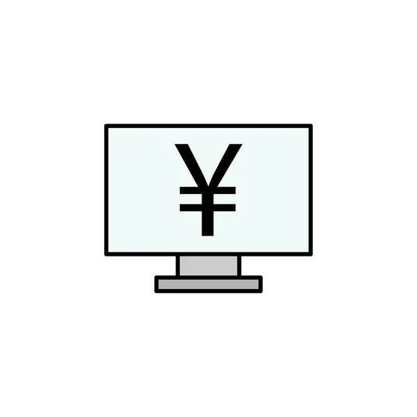 Monitor Yuan Symbol Element Der Finanzillustration Zeichen Und Symbole Können — Stockvektor