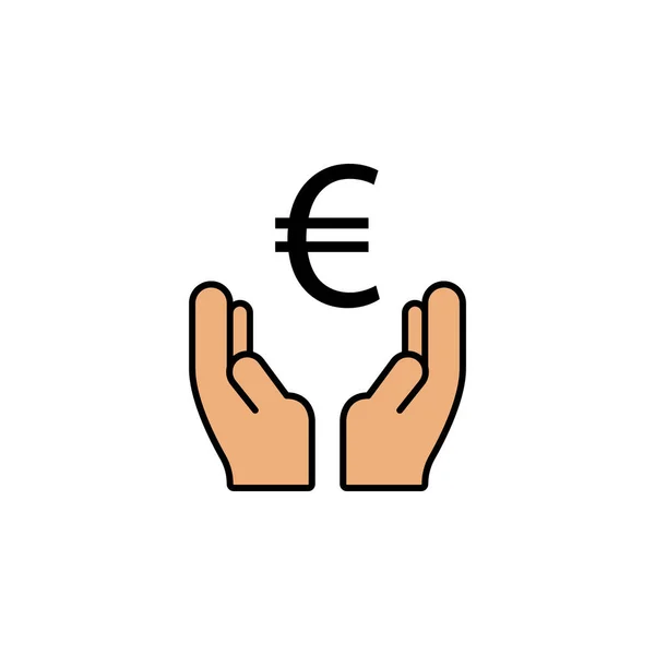 Mâini Pictograma Euro Elementul Ilustraţiei Financiare Pictograma Semne Simboluri Poate — Vector de stoc