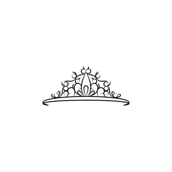Диадем Значок Линии Короны Знаки Символы Могут Использованы Веб Логотип — стоковый вектор