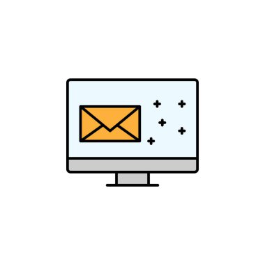 İnternet, mektup, Noel çizgisi simgesi. Yeni yıl unsurları, Noel illüstrasyonu. Kaliteli grafik tasarım simgesi. Beyaz arkaplanda ağ, logo, mobil uygulama, UI, UX için kullanılabilir