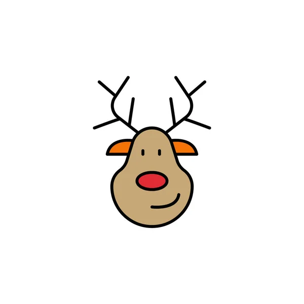 Cerf Icône Ligne Noël Éléments Nouvel Illustration Noël Icône Design — Image vectorielle